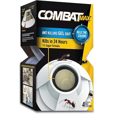 Combat Max Ant Killing Gel Bait Station, Indoor and Outdoor Use, 4 Count