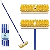 Lola Products Deck Scrub Brush w/ 48" Long Handle & 9" x 3.5" Scrubber w/2 Heads, Durable Fiber Scrubber Bristles Remove Dirt
