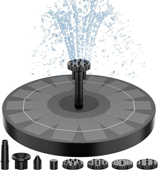 AISITIN 2.5W Solar Bird Bath Fountain Pump, Solar Fountain Pump for Bird Bath with 6 Nozzles, 6.7" Solar Powered Water Fountain Pump for Garden, Ponds, Pool, Fish Tank, Aquarium and Outdoor