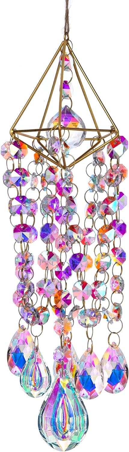 Crystal Suncatchers Hanging Wind Chime Style Garden Suncatcher Rainbow Maker Handmade Gold Plated Suncatcher - Image 2