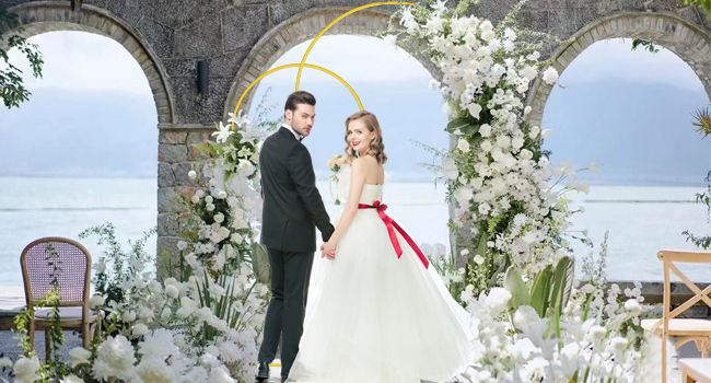 set of 2 arch backdrop stand