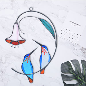 blue birds with flowers