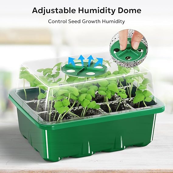 MIXC 10 Packs Seed Starter with Humidity Dome (120 Cells Total Tray) Growing Starting Seed Starting Trays Plant Starter and Base Mini Greenhouse Germination Kit - Image 3