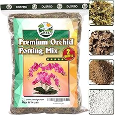 DUSPRO 2QT Orchid Potting Mix with Moss Pine Bark Mulch Perlite Stone & Coco Peat Natural Ingredients, Orchid Repotting Kit D