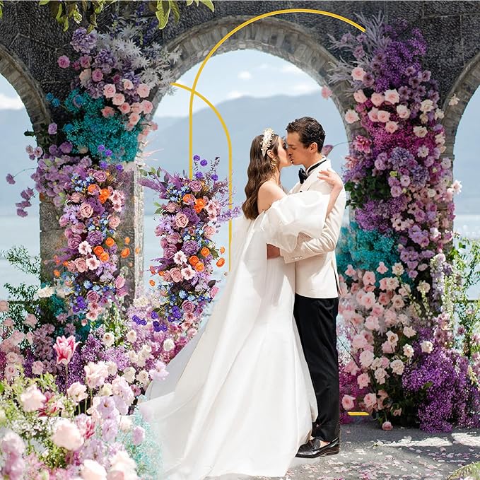 Putros Metal Arch Backdrop Stand Gold Wedding Arch Stand Set of 2 (7.2FT/6FT) Square Arched Frame for Birthday Party Graduation Ceremony Decoration - Image 2