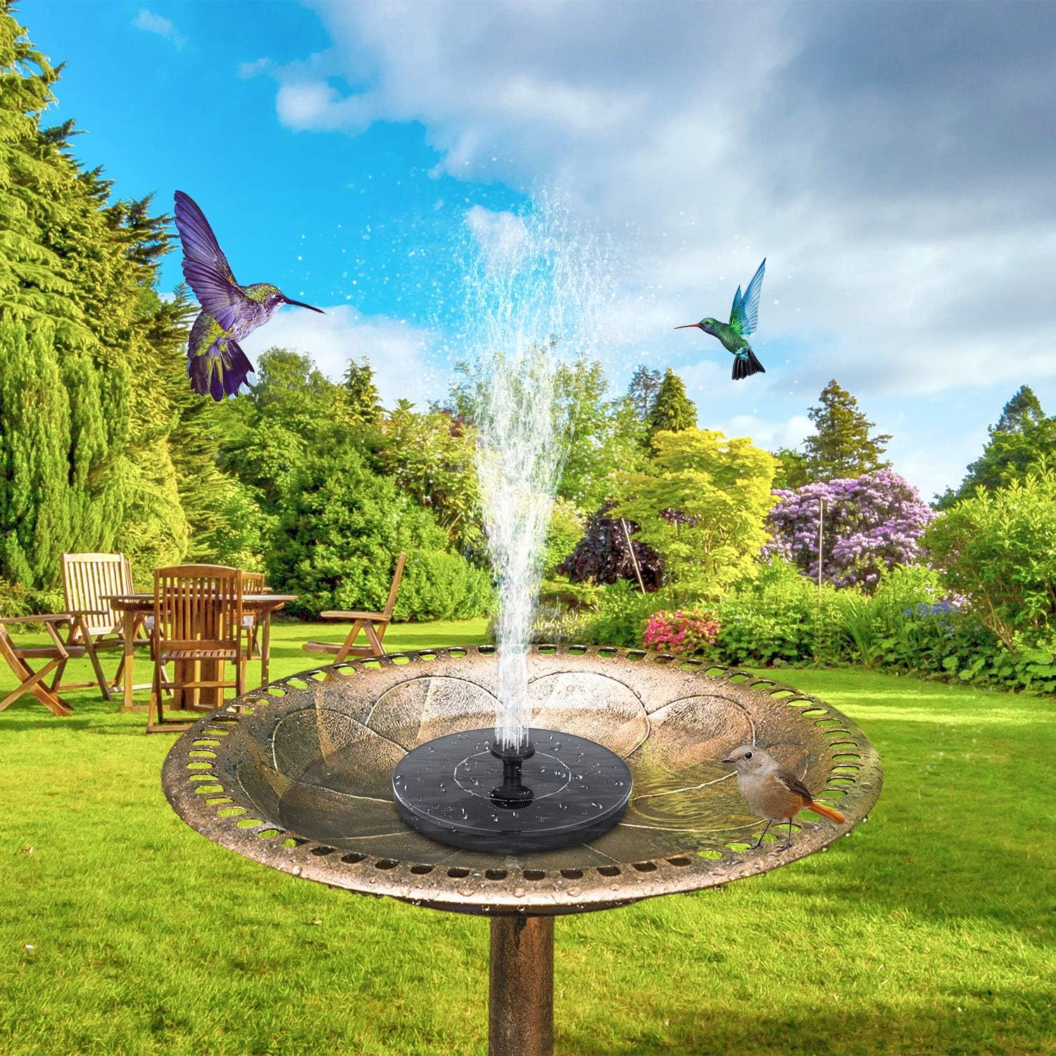 Mademax Solar Bird Bath Fountain Pump, Upgrade Solar Fountain with 6 Nozzle, Free Standing Floating Solar Powered Water Fountain Pump for Bird Bath, Garden, Pond, Pool, Outdoor Visit the Mademax Store - Image 2