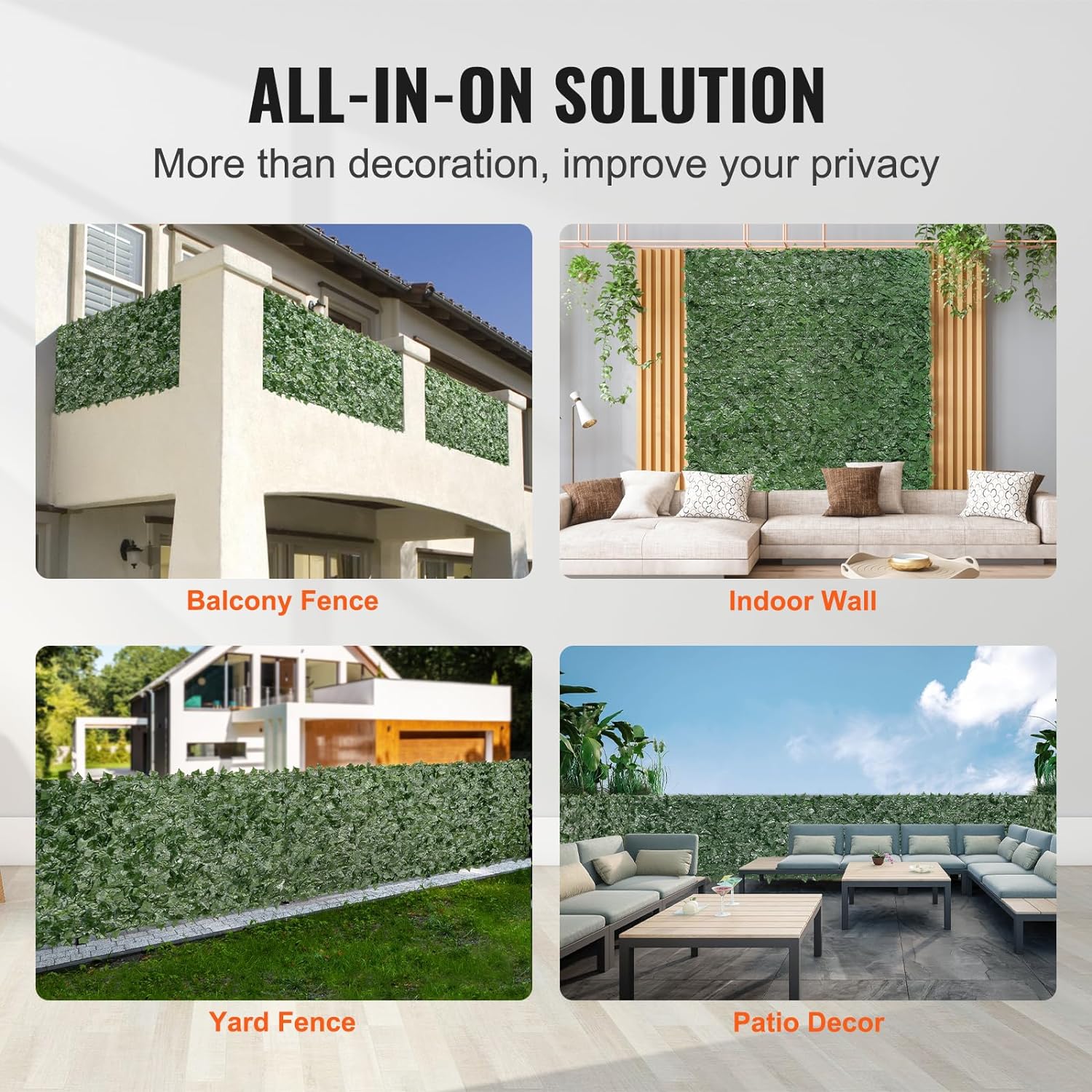 VEVOR Ivy - Valla de privacidad, pantalla de pared verde artificial, valla de hiedra verde con junta reforzada, setos sintéticos para decoración de hojas de vid para jardín, patio, balcón, decoración de patio y patio - Image 21