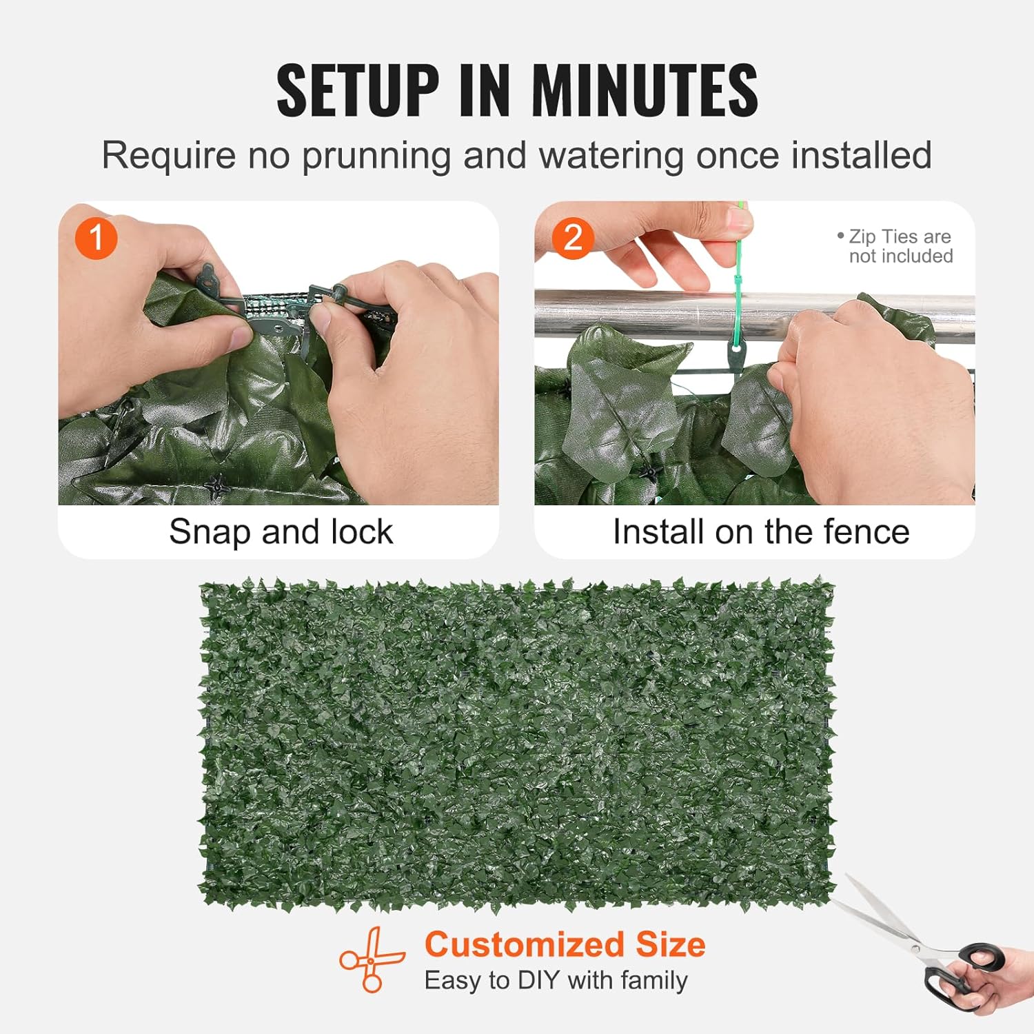 VEVOR Ivy - Valla de privacidad, pantalla de pared verde artificial, valla de hiedra verde con junta reforzada, setos sintéticos para decoración de hojas de vid para jardín, patio, balcón, decoración de patio y patio - Image 31