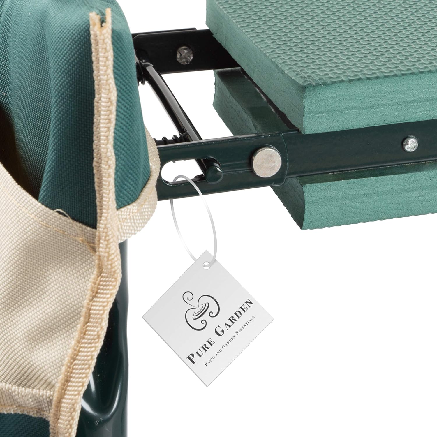 Pure Garden 50-LG5096 Gardening Kneeling Bench-Foldable Foam Pad Stool for Kneelers-2 Tool Pouches & Handles-Comfort & Protection for Planting & Weeding, Green - Image 3