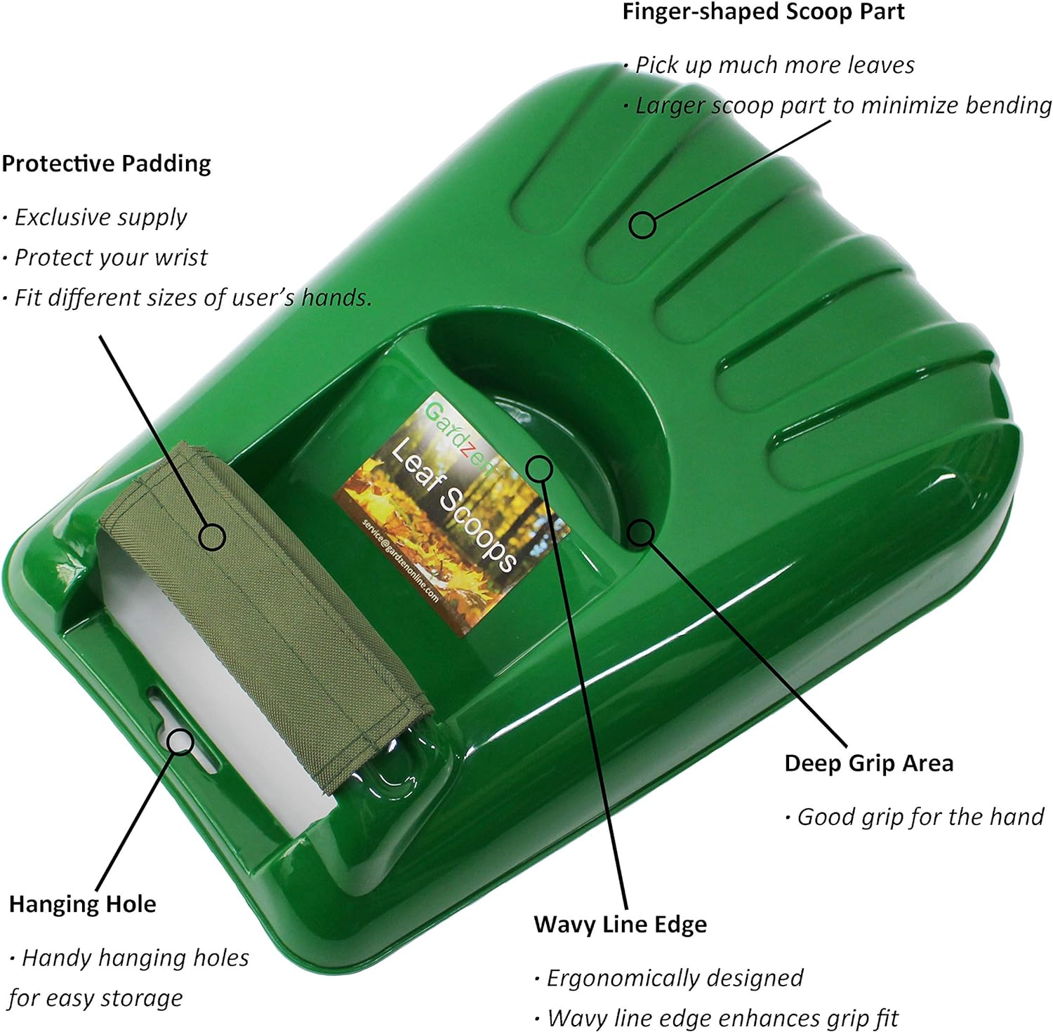 Gardzen Large Leaf Scoop Hand Rakes, Debris and Yard Waste Removal, Comes with 72 Gallon Garden Bag, Work Gloves, Protective Pads - Image 2