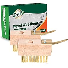 SCRUBIT Moss & Weed Remover Wired Grout Cleaner Brush, Great for Cleaning Decks, Pavers, Patios & Walkways Weed Scraper & Wir