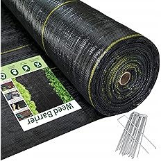 Sunocity 4ft x300ft Black Weed Barrier Landscape Premium Fabric-Heavy Duty Woven Ground Cloth with Superior Permeability Weed