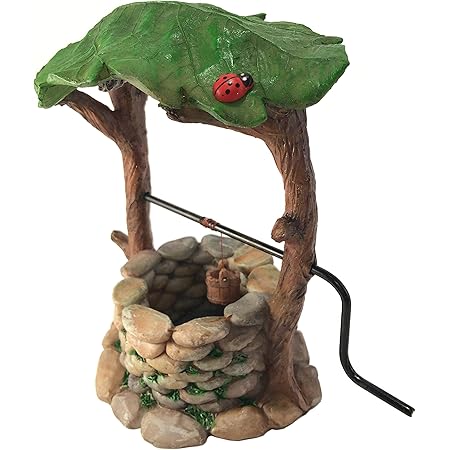 GlitZGlam Miniature Wishing Well with Movable Handle and Water Bucket for Garden Gnomes and Fairies -a Fairy Garden Accessory