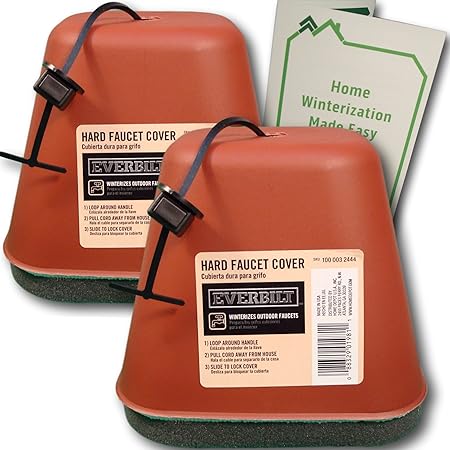 Insulating Outdoor Hardshell Faucet Covers for Freeze Protection and Winterization Brochure Bundle - 2 Faucet Covers & 1 Brochure