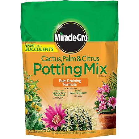 Miracle-Gro Cactus, Palm & Citrus Soil - For Containers , Added Fertilizer Feeds for 6 Months, 8 qt.