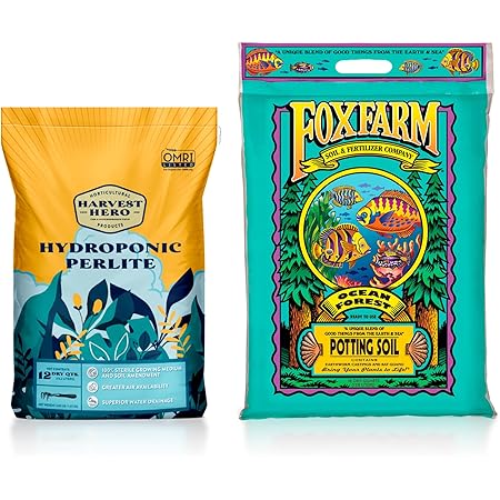 FoxFarm Ocean Forest + Perlite 12 Quart Each = 24 Quart Potting Soil Mix Indoor Outdoor for Garden and Plants, Plant Fertilizer with Perlite