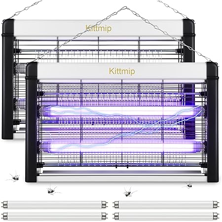 2 Pack Electric Bug Zapper, 20W 2800V Powerful Fly Insect Gnat Traps Fly Killers Catcher Repellent Mosquito UVA Light Electric Zapper for Indoor Home, 4 Extra Replacement Bulbs