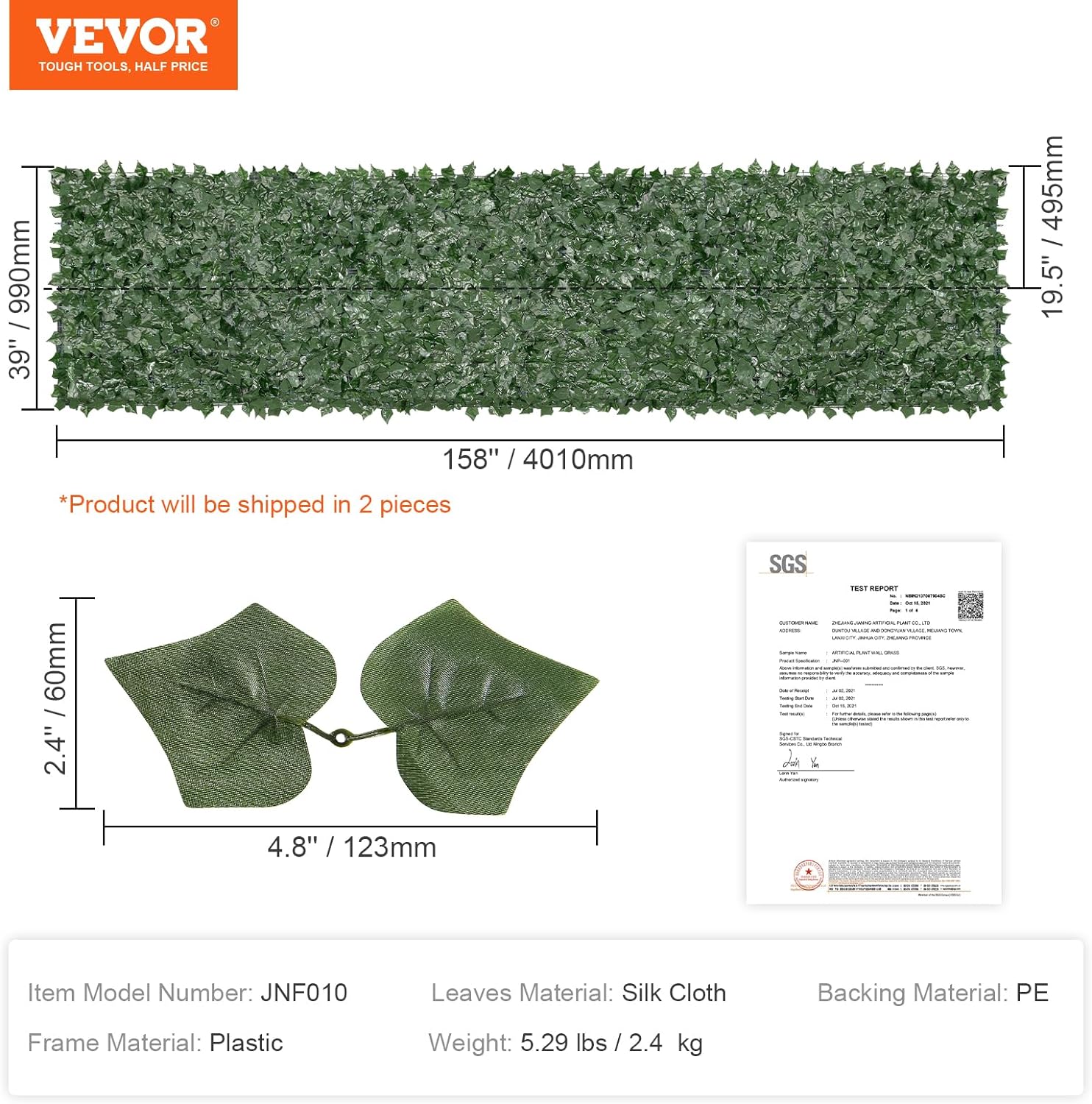 VEVOR Ivy - Valla de privacidad, pantalla de pared verde artificial, valla de hiedra verde con junta reforzada, setos sintéticos para decoración de hojas de vid para jardín, patio, balcón, decoración de patio y patio - Image 28