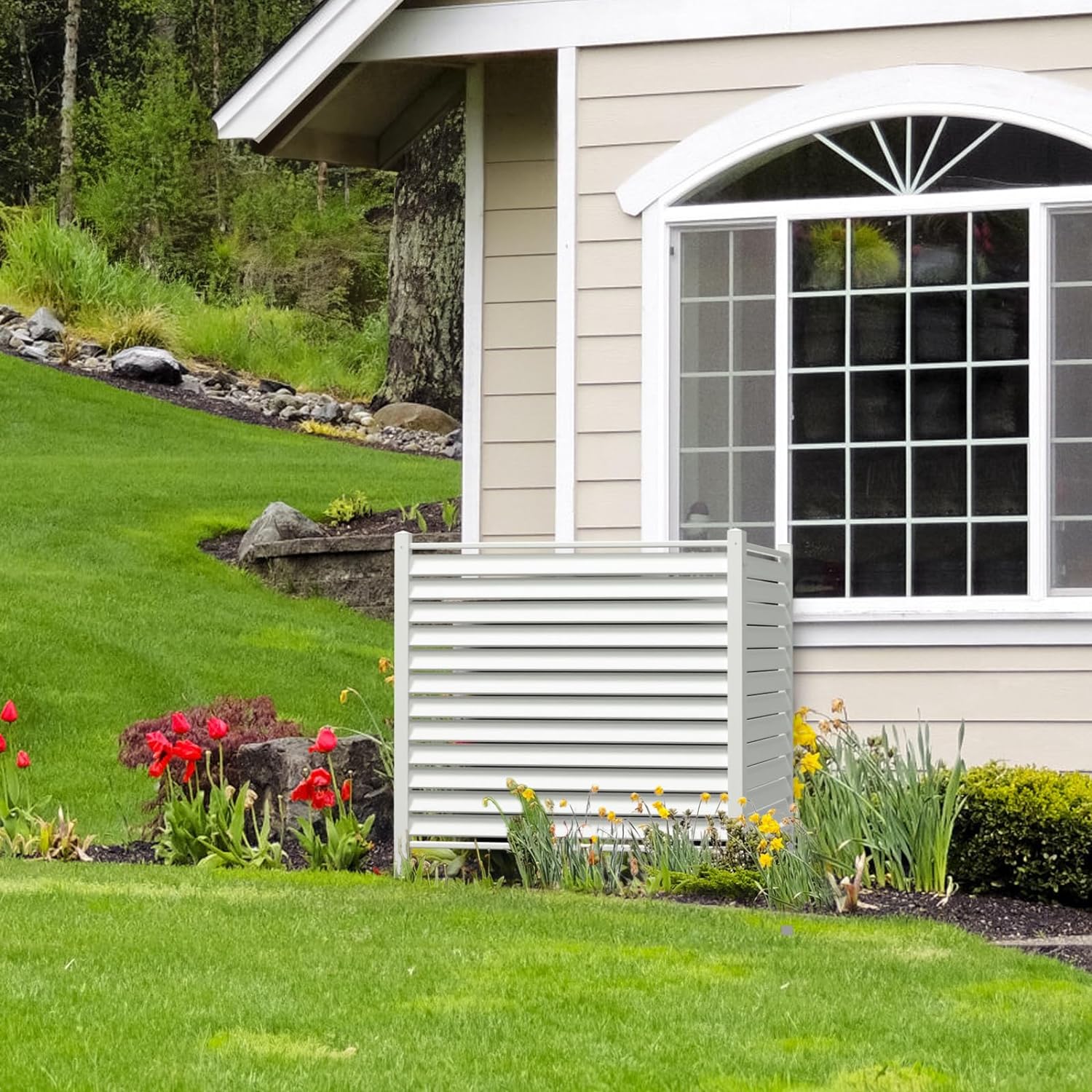 Caprihom Rejilla para valla de aire acondicionado de 50 pulgadas de ancho x 50 pulgadas de alto, carcasa de vinilo para valla de privacidad, panel de pantalla para equipo de piscina, kit de paneles y pantallas de privacidad para exteriores (paquete de 2) - Image 40