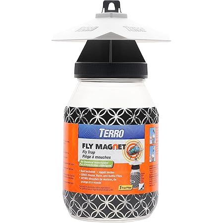 TERRO T380 Outdoor Reusable Fly Magnet Fly Trap - Poison Free Fly Killer and Trap with Bait
