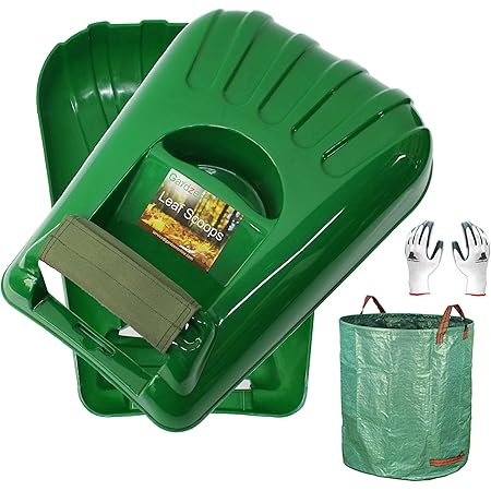 Gardzen Large Leaf Scoop Hand Rakes, Debris and Yard Waste Removal, Comes with 72 Gallon Garden Bag, Work Gloves, Protective Pads
