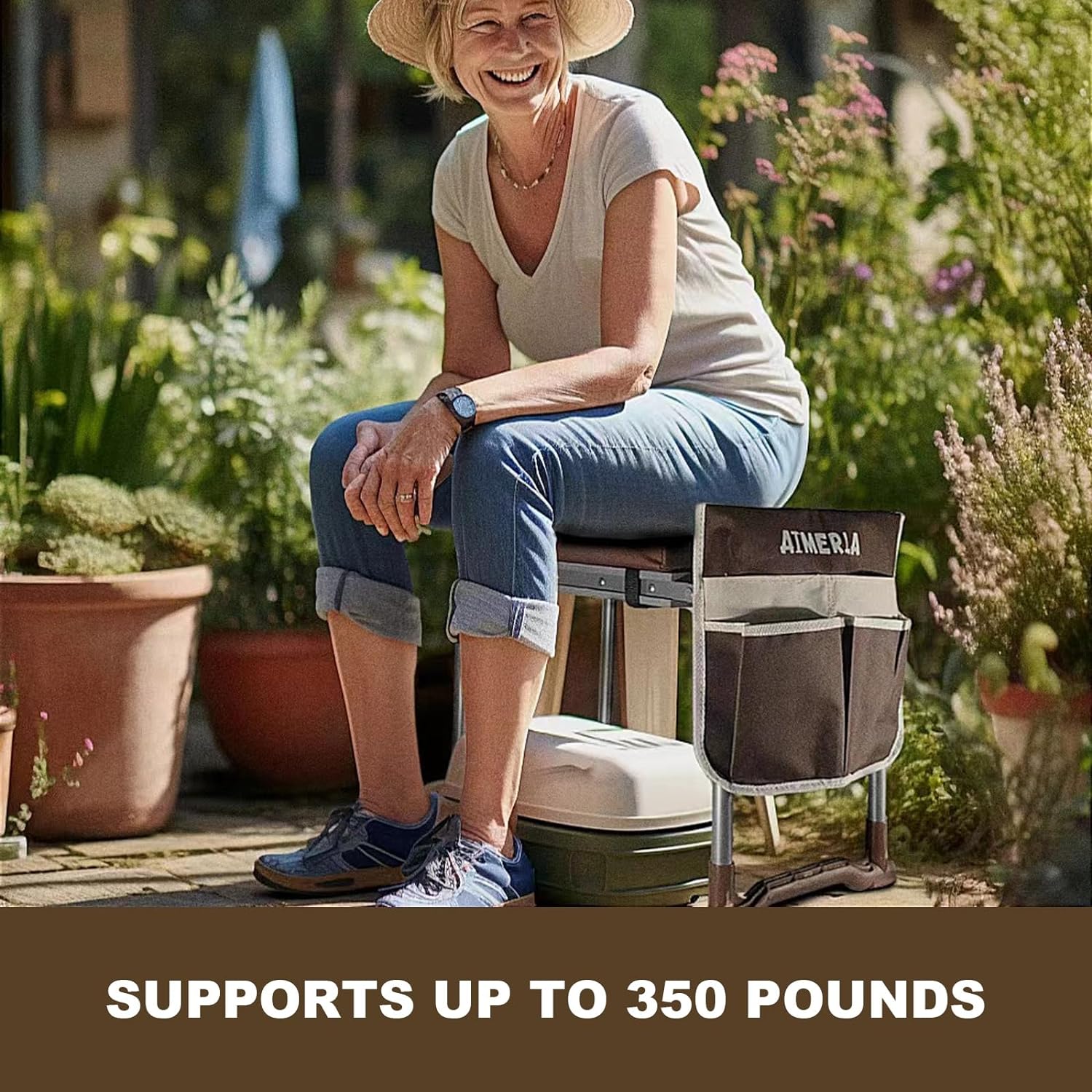 Aimerla K5 Foldable Garden Kneeler Seat Heavy Duty (Detachable Cloud Kneeler Pad) Durable Garden Stool - 2 Large Capacity Garden Tool Bags with Pockets - Portable Garden Bench for Indoor and Outdoor - Image 2