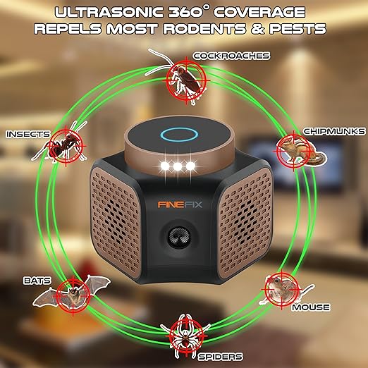 FINEFIX 360° Rodent Repellent Ultrasonic plug in 4-Modes Ultrasonic Mouse Repellent Ultrasonic plug in Modern Solution with Ultrasonic Rodent Repeller Bat Repellent for Attic House/Basement/Garage/Rvs - Image 3