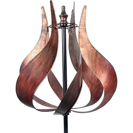 Teamson Home Tulip Kinetic Metal Weather Resistant 360 Degrees Swivel Windmill Wind Spinner for Outdoor Patio Garden Backyard Decking Décor, 70 inch Height, Copper