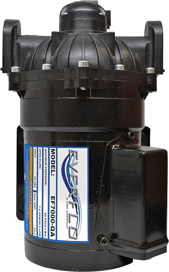 Everflo EF7000-BOX 7.0 GPM 12V Diaphragm Pump-1/2 FNPT Ports, Black & LDR Industries 516 B1210 Clear Braided Nylon Poly Tubing Flexible Non-Toxic, 1/2 Diameter x 10ft, Finish, 10', 10 Feet - Image 3