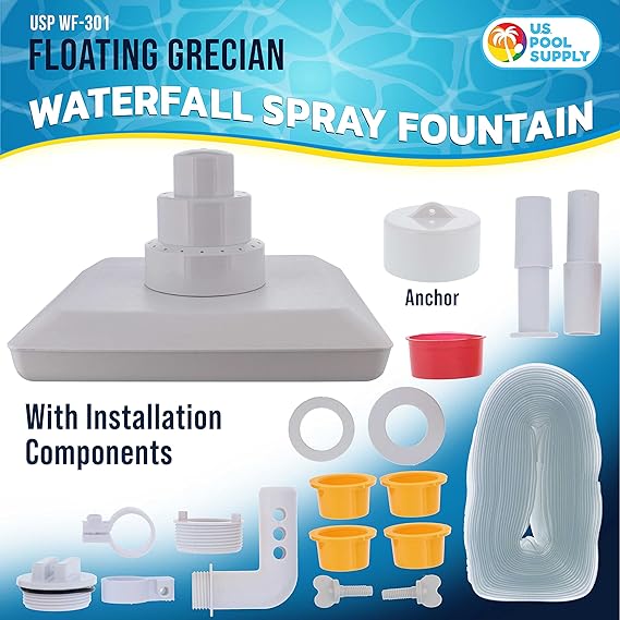 U.S. Pool Supply Floating Grecian Waterfall Spray Fountain - Three Tiers, Adjustable Distance, Pool Spray Aerator Cools Water Temperature - In-Ground, Above-Ground Swimming Pool, Ponds, Fun Decoration - Image 2
