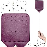 Fly Swatter Heavy Duty Vegan Leather, 21" Thicker Extra Long Sturdy Metal Woven Wire Handle, Manual Large Flies Killer Swatte