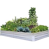 FOYUEE Galvanized Raised Garden Beds for Vegetables Large Metal Planter Box Steel Kit Flower Herb, 8x4x1ft