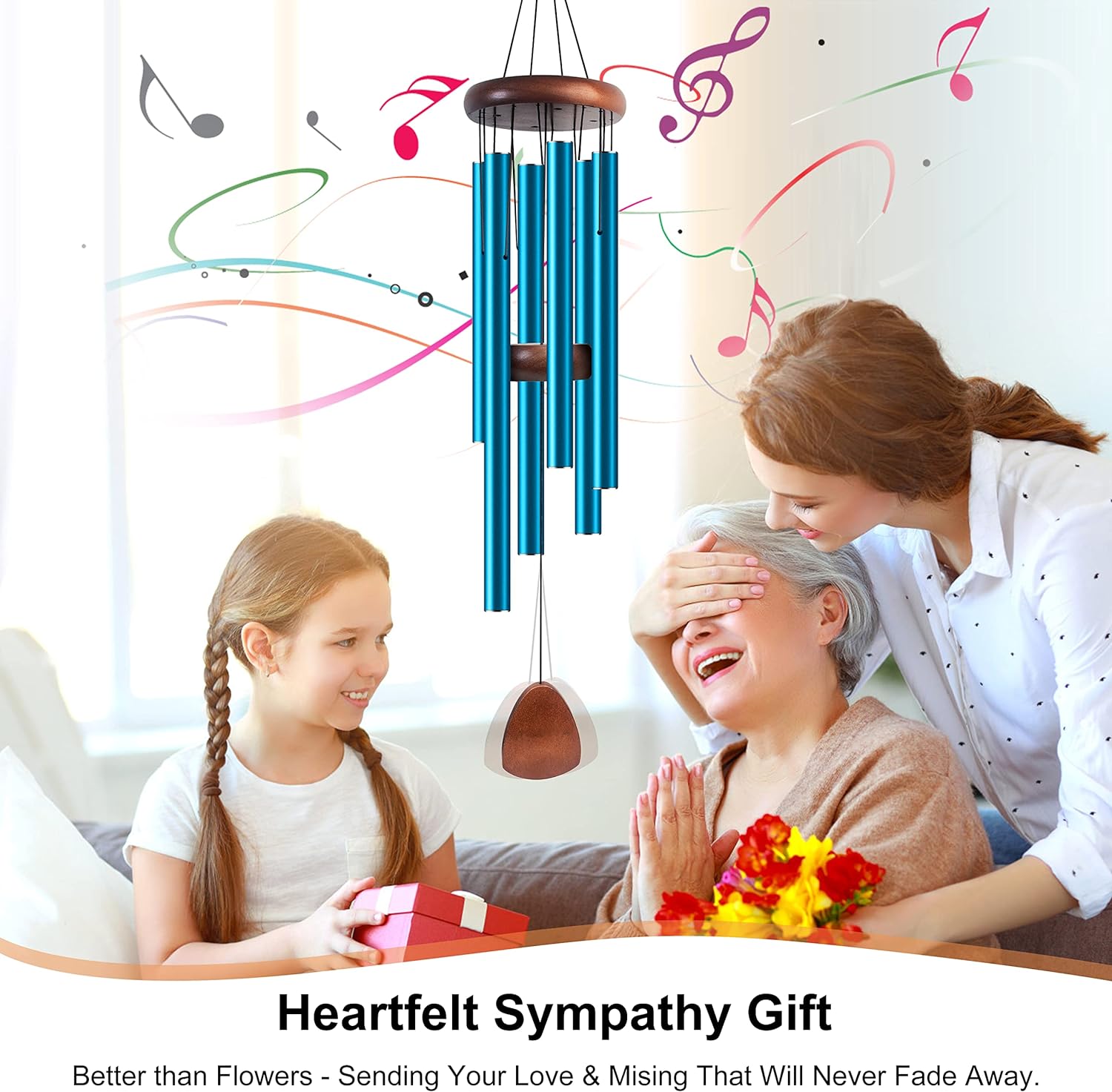 Large Aluminium Wind Chimes 37" Inches to Create a Zen Atmosphere for Outdoor, Garden, Patio Decoration with Wind Catcher, Classic Black, Suitable as A Gift for Unisex - Image 17
