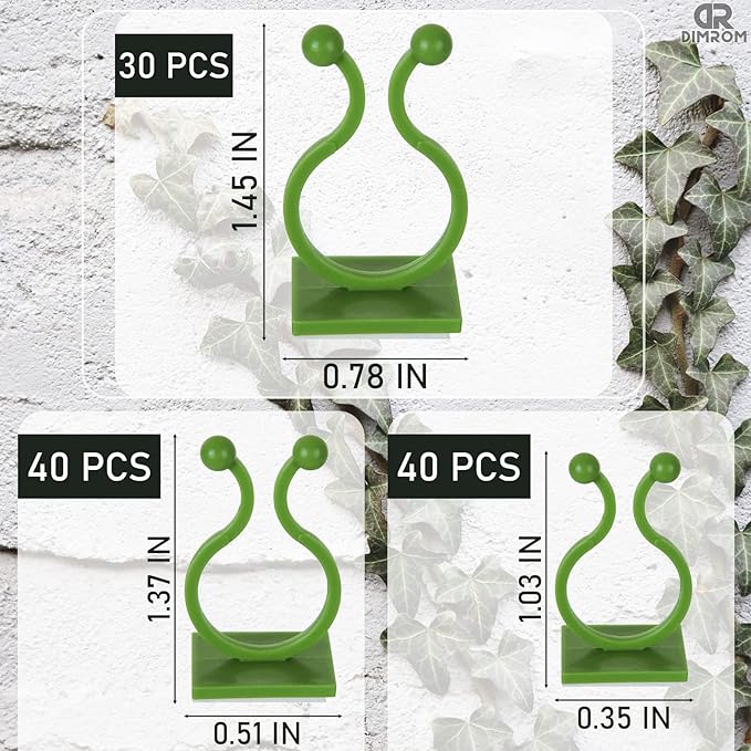 Wall Plant Clips for Climbing Plants - 110Pcs Green Vine Plant Support Plastic Clips Plant Accessories Self Adhesive Clips for Hanging plant hooks indoor - Self Adhesive Cable Clips Wall Plant Holder - Image 2