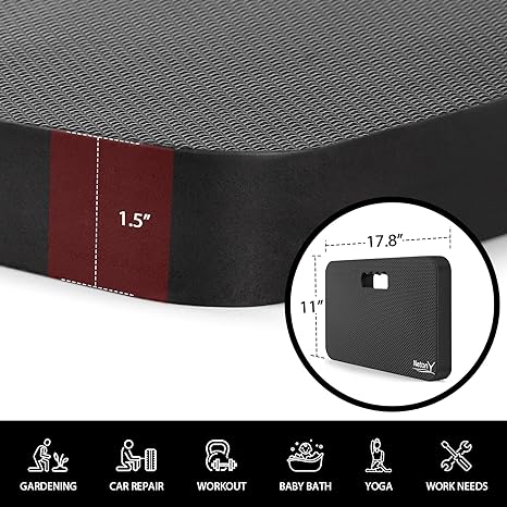 NETANY Extra Thick Kneeling Pad for Gardening, Comfortable Knee Pad Cushion, Extra Large Foam Kneeler Mat for Gardening, Baby Bath, Workout, Exercise & Yoga, Mechanic, 17.8 x 11 x 1.5 in, Black - Image 2