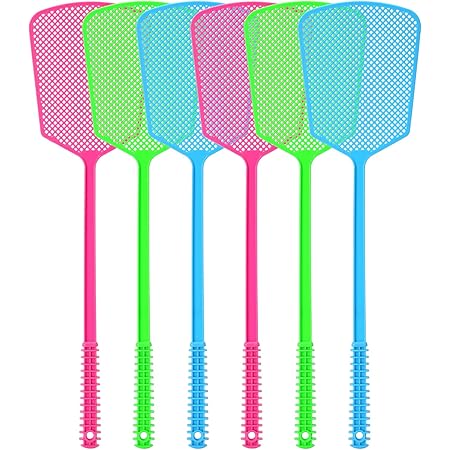 Fly Swatter,Plastic Flyswatters Multi-Pack,6 Bulk Vibrant Colorful Fly Killer,Long Handle Bug Swatter for Indoor and Outdoor.