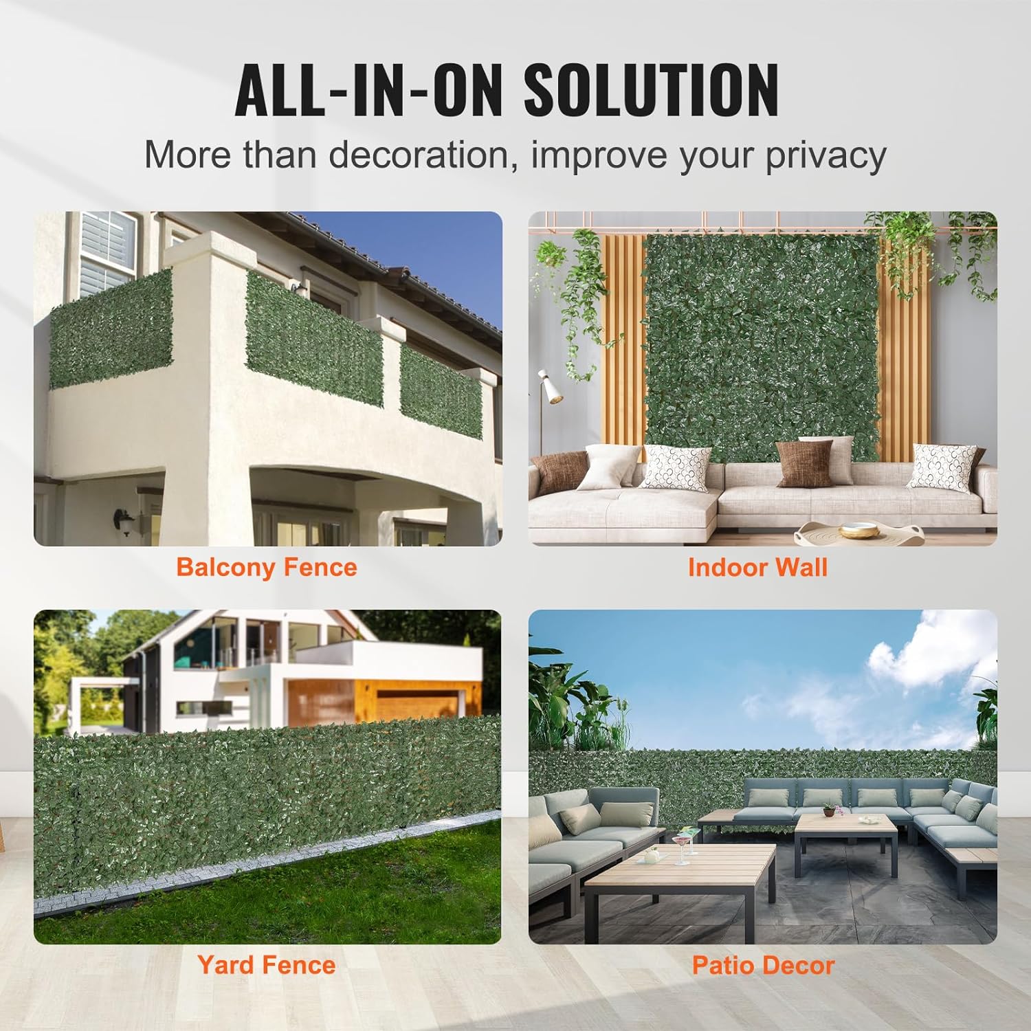 VEVOR Ivy - Valla de privacidad, pantalla de pared verde artificial, valla de hiedra verde con junta reforzada, setos sintéticos para decoración de hojas de vid para jardín, patio, balcón, decoración de patio y patio - Image 13