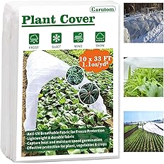 Garutom Plant Covers Freeze Protection 10ft x 33ft 1.1 oz Frost Cloth Plant Freeze Protection, Frost Blankets for Outdoor Pla