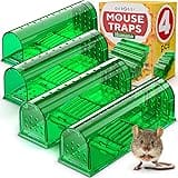 Humane Catch and Release Mouse Traps Pack of 4 - Perfect for House, Indoor & Outdoor - Easy Set Durable Mice Traps, Safe for