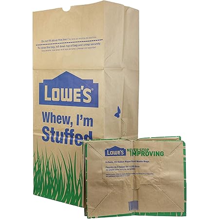 Lowe's 30 Gallon Heavy Duty Brown Paper Lawn and Refuse Bags for Home and Garden (10 Count), Large (LOWESLL)