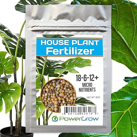 House Plant Fertilizer - Complete Slow Release Formula + Micro Nutrients by PowerGrow - Feeds Houseplants for 8 Months and Includes Over a Year Supply (6oz (1 House Plant Fertilizer Bag))