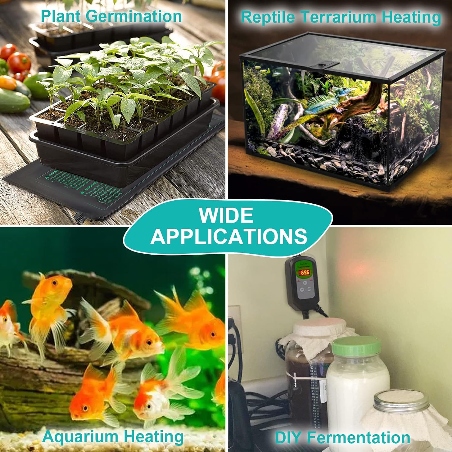 HYDGOOHO Seedling Heat Mat 4 Pack, MET Certified Heating Mat for Plants Grow Seed Starting Greenhouse, Waterproof Durable Germination Warm Hydroponic Heating Pad - Image 2