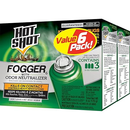 Hot Shot Fogger With Odor Neutralizer, Kills Roaches, Ants, Spiders & Fleas, Controls Heavy Infestations, 3 Count, 2 Ounce Pack of 2