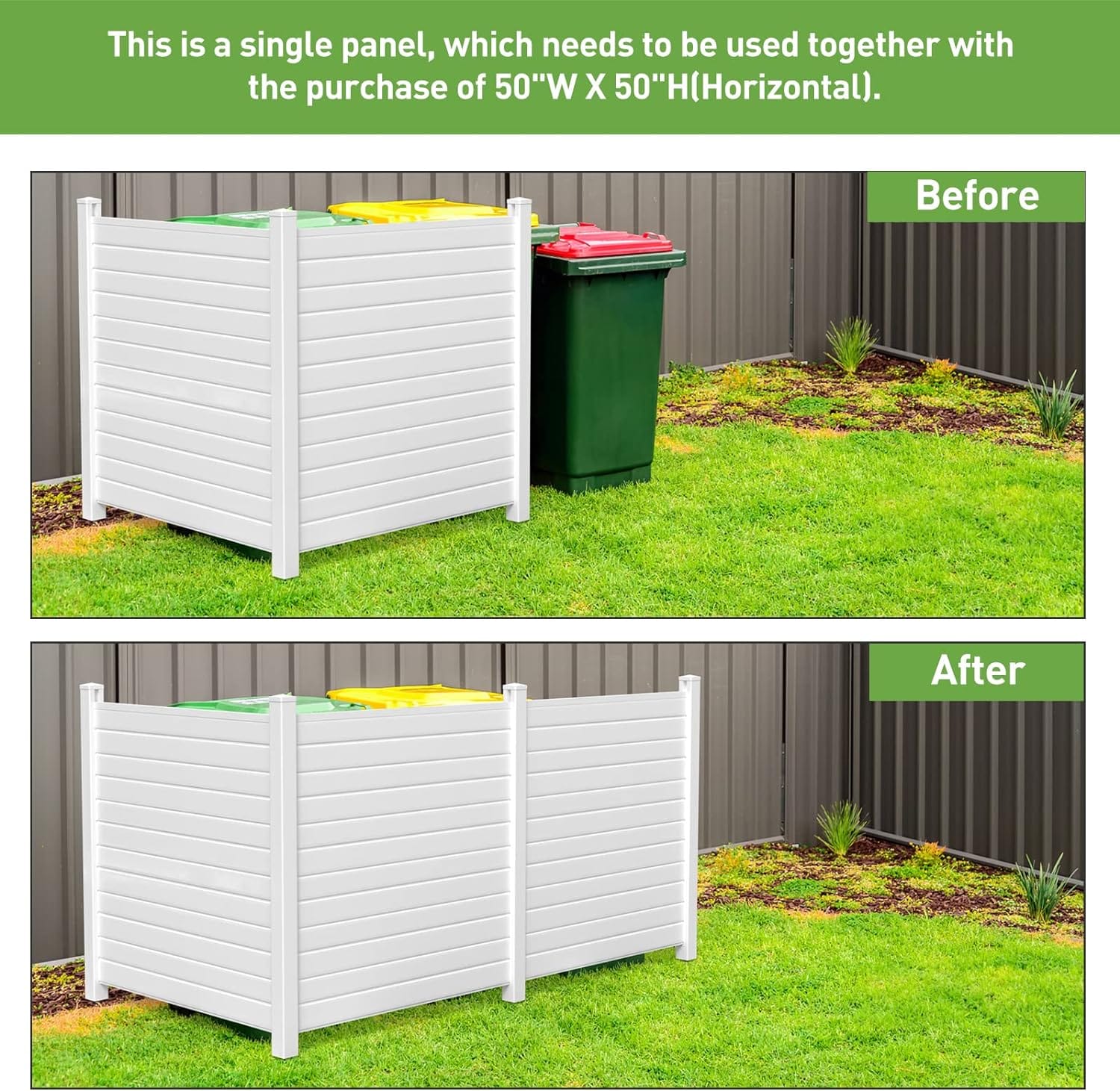 Caprihom Rejilla para valla de aire acondicionado de 50 pulgadas de ancho x 50 pulgadas de alto, carcasa de vinilo para valla de privacidad, panel de pantalla para equipo de piscina, kit de paneles y pantallas de privacidad para exteriores (paquete de 2) - Image 22