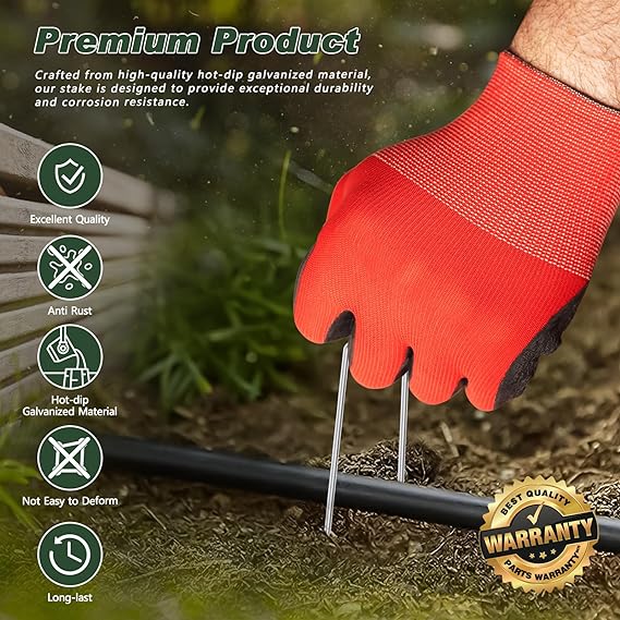 FEED GARDEN Galvanized Landscape Staples Christmas Stakes 6 Inch 50 Pack 11 Gauge Anti-Rust Garden Stakes Landscaping Fabric SOD Pins Yard Stakes for Christmas Decoration Weed Barrier Fabric - Image 3