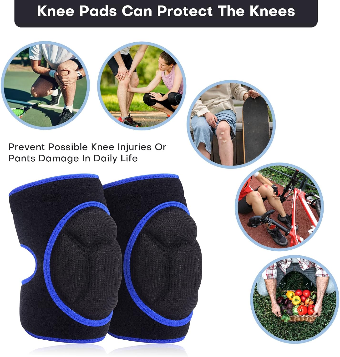 YKTSUJ Women Men Knee Pad Suitable for House Working, Floor and Carpet Cleaning, Gardening Maintain, Construction Work, High Elastic Fabric Men Knee Pads Protect Knee Safety - Image 3