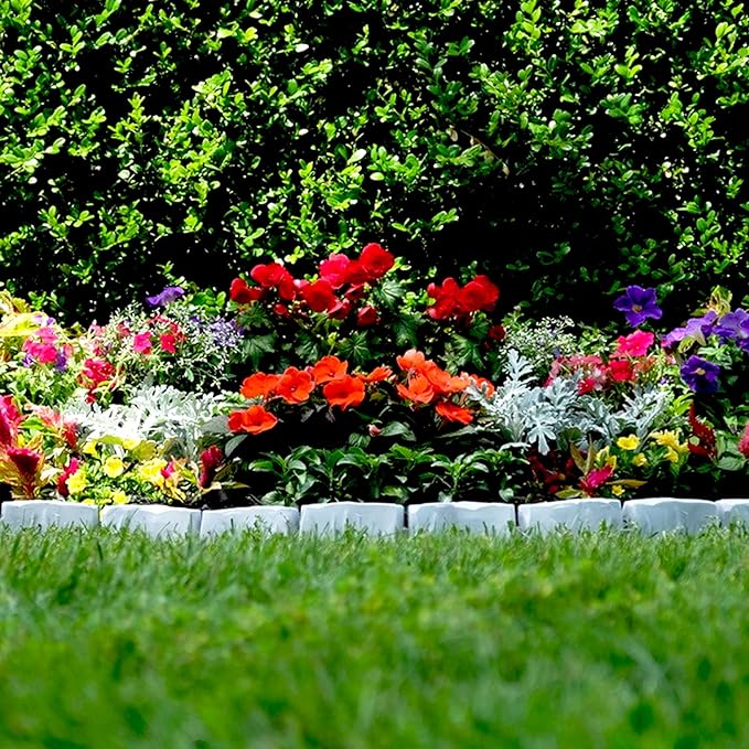 EasyFlex No-Dig Landscape Edging with Anchoring Spikes, 2.7 in. Tall Decorative Stone-Look Garden Border, 15 Foot Kit, Light Gray (3602G-15C-6) - Image 2