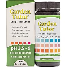 Garden Tutor Soil pH Test Kit (3.5-9 Range) | 100 Soil pH Tester Strips - Test Soil Acidity and Alkalinity of Garden Lawn Gra