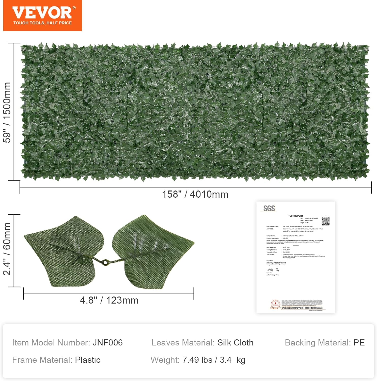 VEVOR Ivy - Valla de privacidad, pantalla de pared verde artificial, valla de hiedra verde con junta reforzada, setos sintéticos para decoración de hojas de vid para jardín, patio, balcón, decoración de patio y patio - Image 22