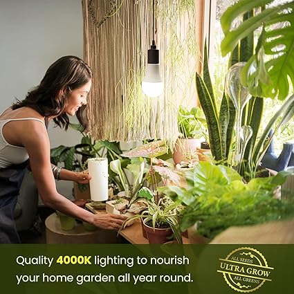 Grow Light Bulbs, LED Grow Light Bulbs A19, Full Spectrum Plant Light Bulbs, 100W Equivalent Grow Bulb, E26 Base, 9W Grow Lights for Indoor Plants, Flowers, Seed Starting, Greenhouse, 4000K, 2-Packs - Image 2